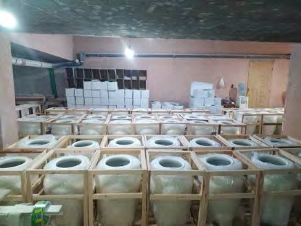 Clay vessels drying in the Green East workshop